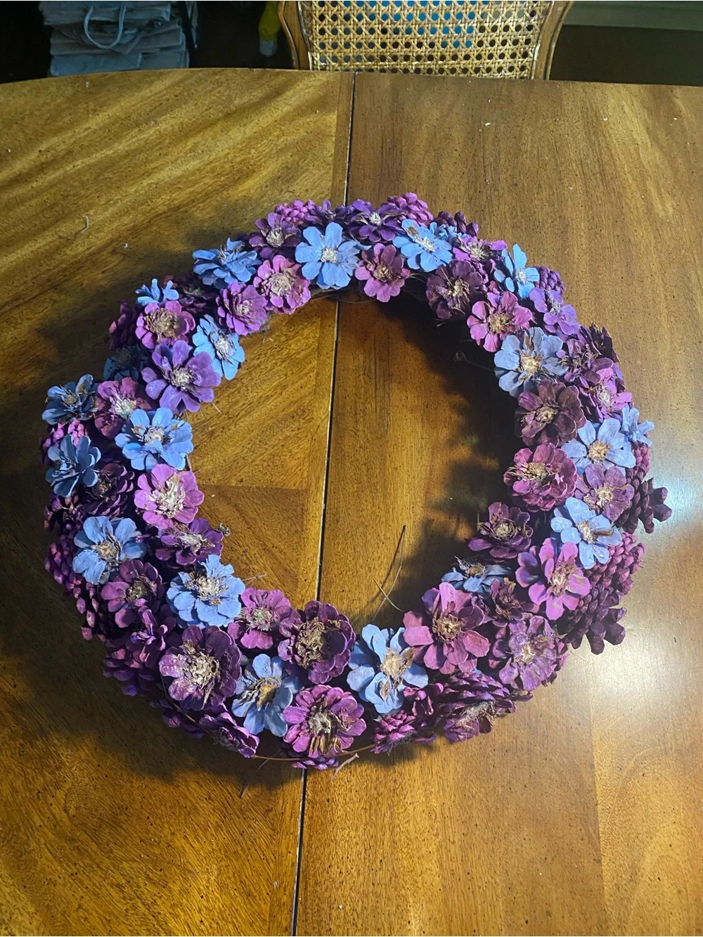 Purple Floral 20” Pinecone Spring/Summer Door Wreath